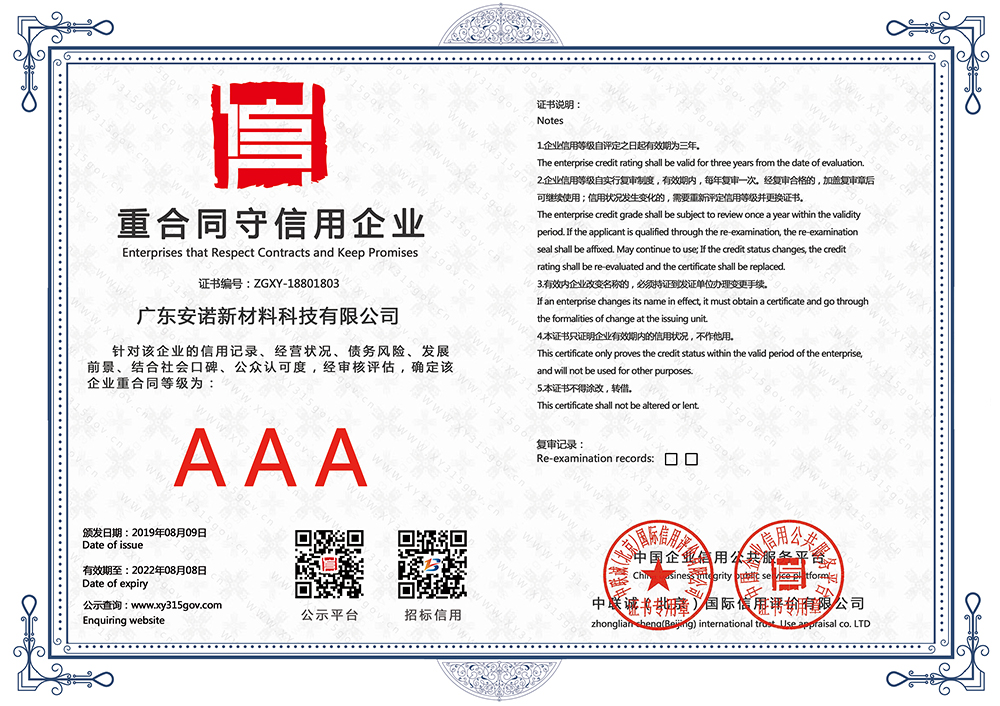 重合同守信用企业